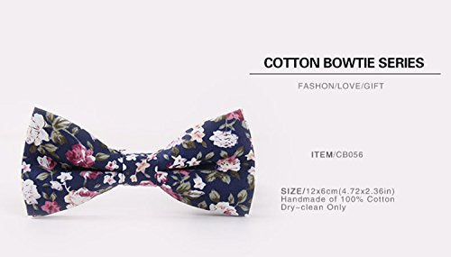 LEVAO Men's Cotton Floral Printing Bow Tie - color: Cb056