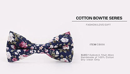 LEVAO Men's Cotton Floral Printing Bow Tie - color: Cb056