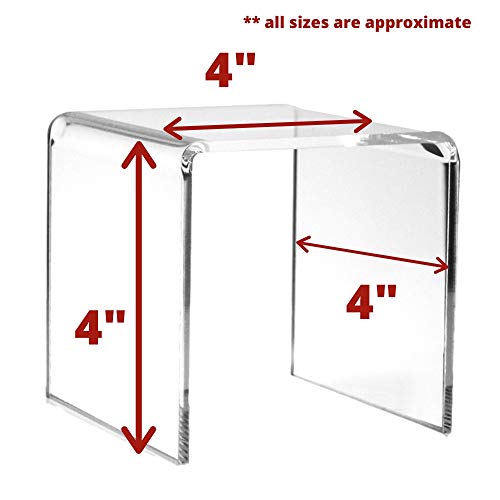Clear Acrylic Display Stands Set of 2 - 4 Inch Tall U-Shaped Display Risers - Tabletop Display Stands for Collectibles, Jewelry, Retail Displays, Cupcakes, Craft Shows, Weddings & Home Décor