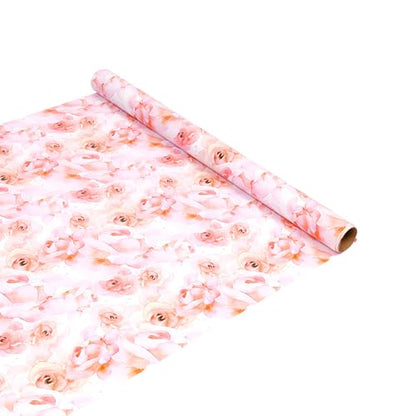 Pink Flower Wrapping Paper, Reversible Pink Wave Point Baby Girl Women Wrapping Paper Gift Wrap for Birthday, Valentines, Mothers day, Graduation, Wedding, Fathers day, Baby Shower (17in x 32.8ft) - color: Pink Floral