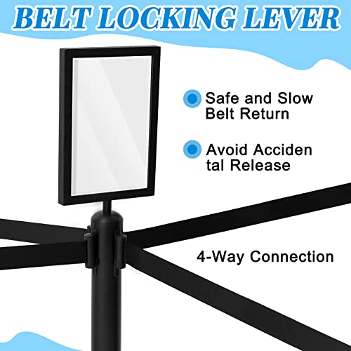 Geelin 6 Pack Crowd Control Stanchions Barriers, 6.6ft, Black - color: Black, size: 6.6ft