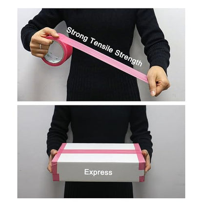 BOMEI PACK Heavy Duty Packing Tape 6 Rolls, Total 660Y, Pink, 2.52 mil, 1.88 inch x 110 Yards, Ultra Strong, Refill for Packaging and Shipping | Ultra Strong, Refill for Packaging and Shipping - color: Pink