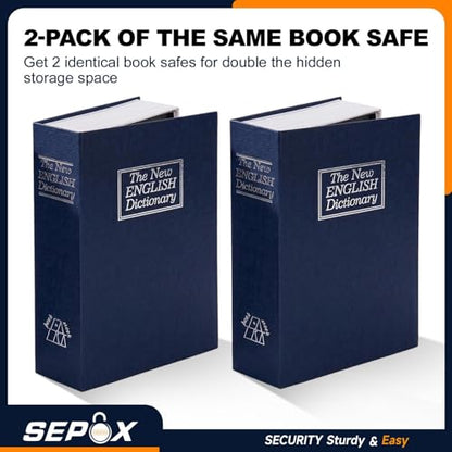 SEPOX® Twins Safe Book Lock Box Real Paper Cover with Larger Steel Interior - color: BlueBlue