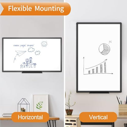 VIZ-PRO Magnetic Dry Erase Board, 60 x 40 Inches, Black Aluminium Frame - size: 60 x 40 Inches