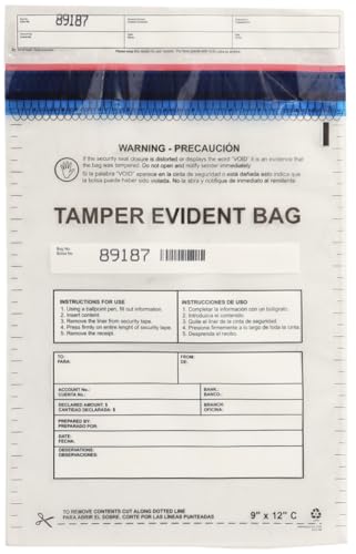 9”x12" Clear Plastic Deposit Bags with Security Tape Tamper Evident - Secure Bank Deposits, Cash Handling, & Currency Transport | Self-Sealing Tape with Hidden Graphics | 100-Pack - color: Clear, size: 9"x12"