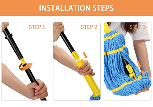 KeFanta Self-Wringing Twist Mop with 1 Extra Refill, 57" Long Handle, Blue - color: Blue (1 Handle & 2 Mop Heads)