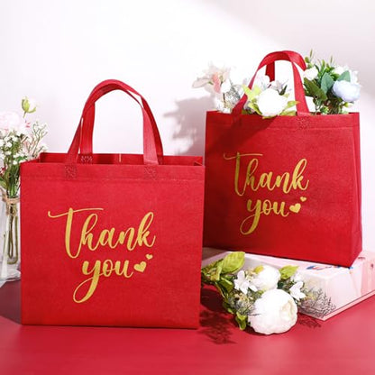 Sweetude 30 Thank You Non Woven Gift Bag, 11 x 12 x 5 Inch, Burgundy - color: Burgundy, size: 11 X 12 X 5 Inch