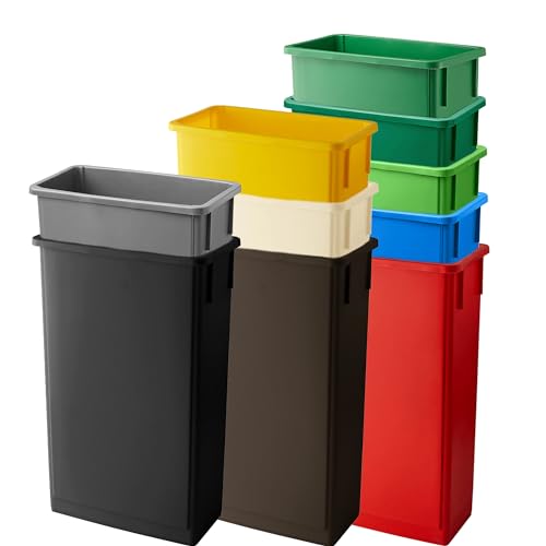 23 Gallon Blue Slim Tall Plastic Industrial Trash Cans for Kitchen and Restaurant - color: Blue, size: 23 Gallon