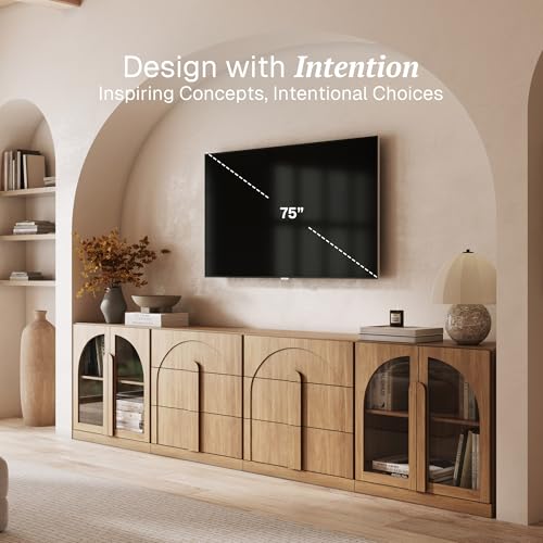 BELLEZE Bijou 4-Piece Modular Sideboard Buffet Cabinet - Camel - color: Bijou Camel Aacc