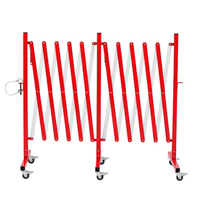 GYMTIME Industrial Expandable Metal Barricade, 16 Feet, Red and White, Easily Assembled Safety Barrier with Casters, Flexible Mobile Barrier Gate, Adjustable Traffic Fence - size: 41 in-16 Feet(H-L), style: 16 Feet Red and White