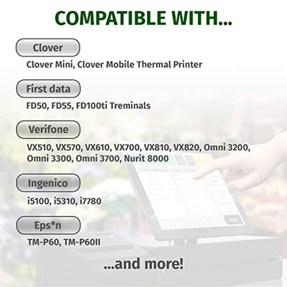 (50) Gorilla Supply 2 1/4 x 85 Thermal Paper Receipt Rolls Clover Mini Verifone VX510 VX570 FD50 T4220, 2.25 x 85 ft, POS/Cash Register Paper, BPA Free, 50 Rolls (Pack of 2) - size: 2 1/4" X 85' (Pack of 2)