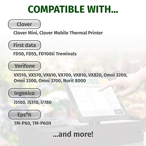 (50) Gorilla Supply 2 1/4 x 85 Thermal Paper Receipt Rolls Clover Mini Verifone VX510 VX570 FD50 T4220, 2.25 x 85 ft, POS/Cash Register Paper, BPA Free, 50 Rolls (Pack of 4) - size: 2 1/4" X 85' (Pack of 4)