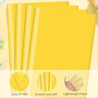 woric 160 Sheets Yellow Tissue Paper for Gift Bags 20 X 14 Inches - color: Yellow