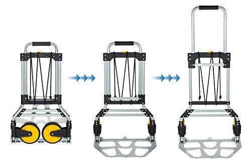 Mount-It! Folding Hand Truck and Personal Dolly, Aluminum Trolley, Heavy Duty 264 Lb Capacity Cart, Dolly Cart with Wheels of Durable Rubber, Soft Grip Telescoping Handle for Indoor Outdoor, Foldable - size: 264 Lb Capacity
