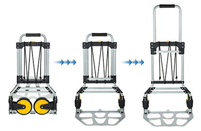 Mount-It! Folding Hand Truck and Personal Dolly, Aluminum Trolley, Heavy Duty 264 Lb Capacity Cart, Dolly Cart with Wheels of Durable Rubber, Soft Grip Telescoping Handle for Indoor Outdoor, Foldable - size: 264 Lb Capacity