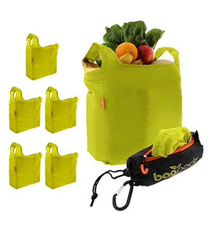 Reusable Grocery Bags, Foldable Shopping Bags in Pod, 5 Pack - color: Green - 5 Bags