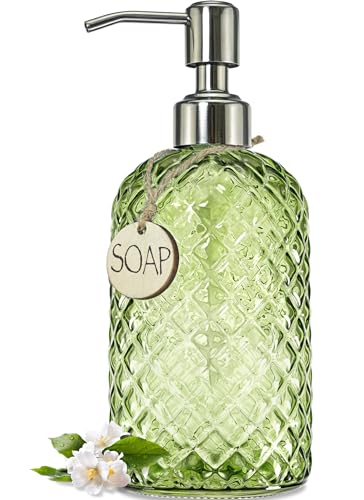 JASAI 18Oz Tea Green Soap Dispenser with Rust Proof Pump - color: Green