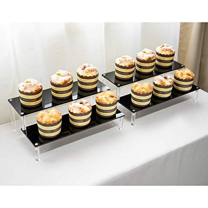 BYCY 2 Pack 2-Tier Black Acrylic Display Stand Display Shelf for Dessert Jewels Figurines, Cupcake Stand - 2 Pack ( 12" * 6.9" * 4.25" ) - color: Black, size: 2 Tier - 2 Pack