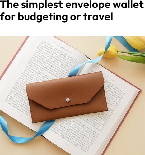 Carrotez PU Leather Cash Envelope Wallet, Money Envelope for Cash - Brown - color: Brown, style: No Letter Engraving