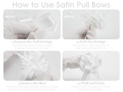 HUIHUANG White Pull Bows for Gifts, Christmas Gift Bows 4" x 8" x 12 PCS - color: White, size: 1 Pack (12 bows, 4 in x 8 in)