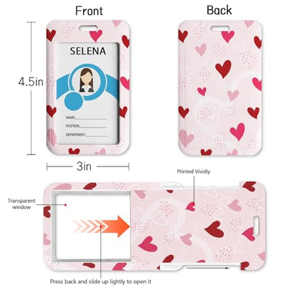 Lanyard, Id Badge Holder，Teacher Card Retractable Reel Love Heart - color: Cute Love Heart