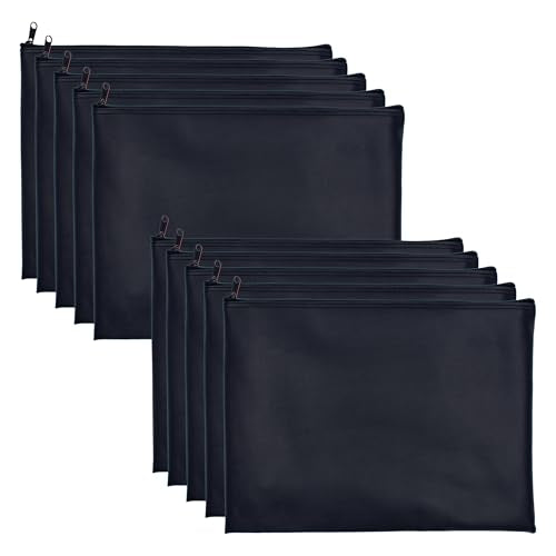 Carousel Checks Inc. XL Zipper Bank Deposit Bag, 12 by 16 Inches, Black, Pack of 5 - size: 5