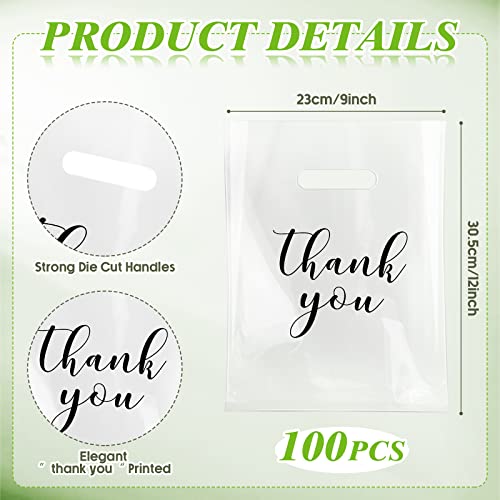 Crtiin 100 Pcs Clear Plastic Thank You Shopping Bags,9 x 12 Inch - size: 9 x 12 Inch