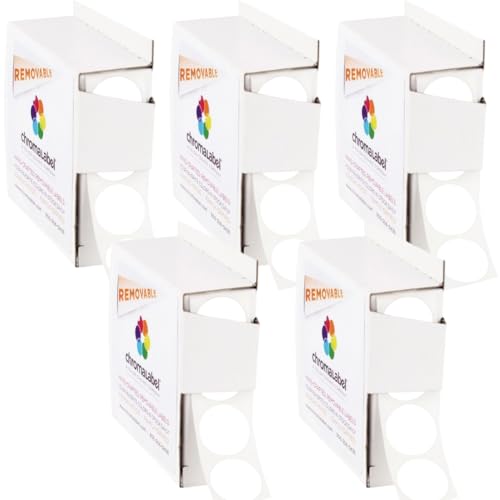 ChromaLabel White Removable Dot Stickers, 3/4 Inch, 1000/Box Case of 5 - color: White, size: 3/4" Pack of 5