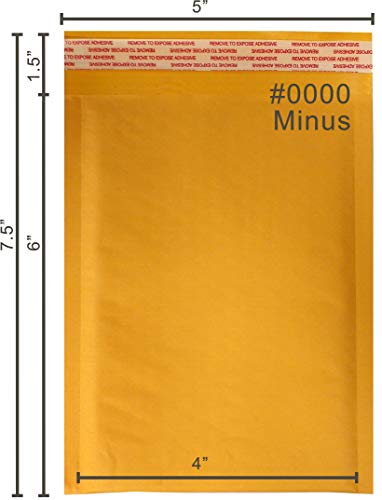Yens Kraft Bubble Mailers 4x7 500 Pack Usable Space 4x6 KF#0000-500 - size: KF#Minus(4x6 in)-500pcs