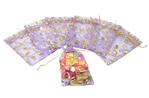 Stratalife 4"x6" Heart Organza Bags with Drawstring, 100PCS - color: 100PCS Heart lavender 4x6