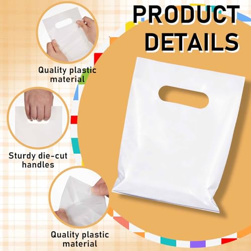 Maitys White 300 Pcs Small Plastic Bags with Handles 5x7 for Business - color: White