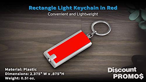 DISCOUNT PROMOS 10 Flashlight Keychains Pack - Rectangle, Plastic - Red - color: Red, size: 10 keychains