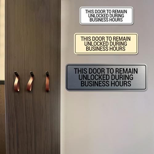 Signs ByLITA Standard This Door To Remain Unlocked During Business Hours Sign (Black) - Small (5 Pack) - color: Black, size: 2 x 6" - Small (5 Pack)