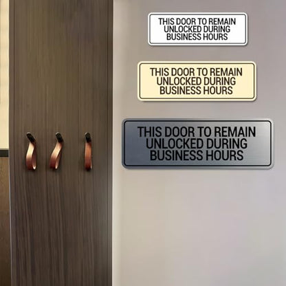 Signs ByLITA Standard This Door To Remain Unlocked During Business Hours Sign (Black) - Small (5 Pack) - color: Black, size: 2 x 6" - Small (5 Pack)