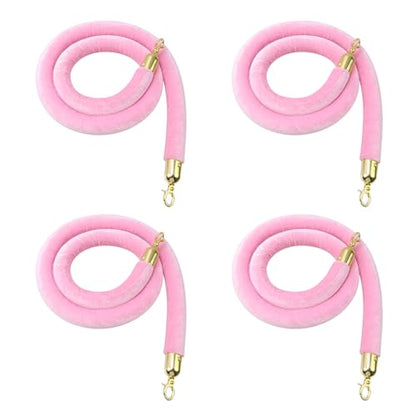 Oedema 4 PCS Velvet Stanchion Rope 5 Feet, Pink - color: Pink