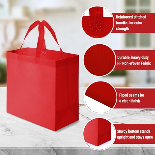 Reginary 50 Pcs Reusable Tote Bags Shopping Bags Non Woven, Red, Green - color: Red, Green