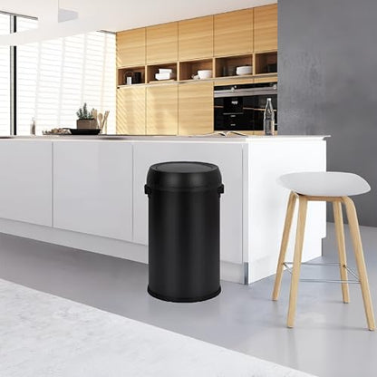 Garvee 17 Gal/65 L Trash Can, Fingerprint-Proof Stainless Steel Swing Top Garbage Can, Heavy Duty Commercial Round Trash Bin with Swing Lid for Restaurant, Home, Office, Black - color: Black, size: 17 Gallon Swing Top