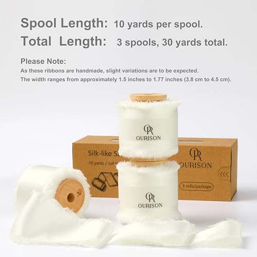Silk Satin Ribbon 1-1/2 Inch x 30 Yards Ivory - color: Ivory