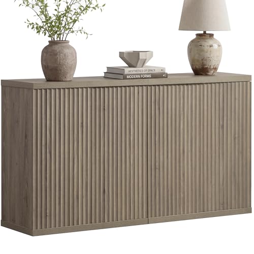 SICOTAS Buffet Cabinet with Storage Sideboard Cabinet with Doors & Shelves - color: Grey Alder, size: 2 Pieces