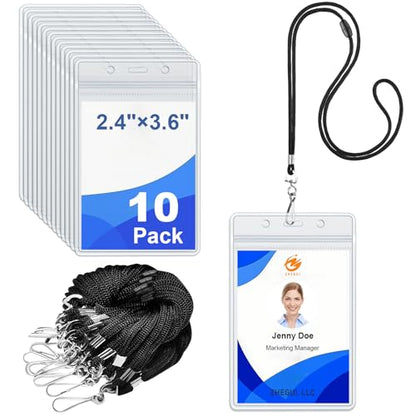 Breakaway Lanyards for Badge Holders 10 Pack with Vertical Card Holders - color: Breakaway Black, size: 10 Pack