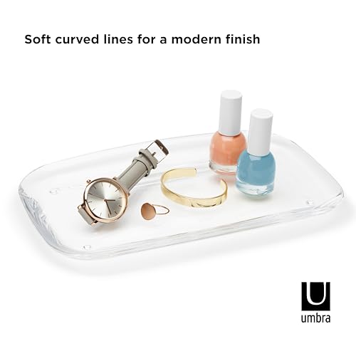 Umbra Droplet Amenity Tray, Molded Acrylic Vanity Organizer, Clear