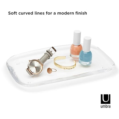 Umbra Droplet Amenity Tray, Molded Acrylic Vanity Organizer, Clear