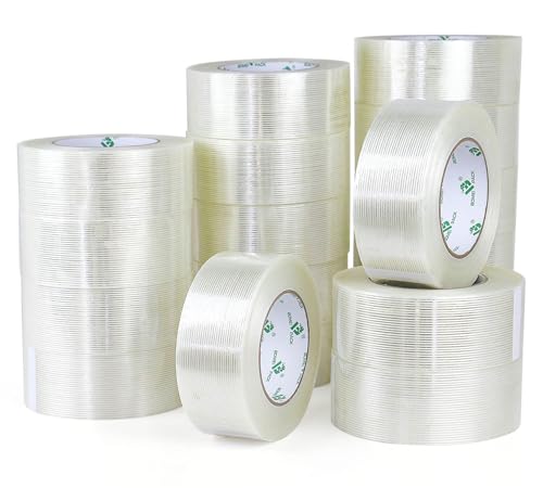 BOMEI PACK 18PACK Fiber Reinforced Packing Tape, 5.5Mil 2Inx 55Yds, Heavy Duty Strapping Tape 2inch - size: 18Rolls (2inch x 55yds)