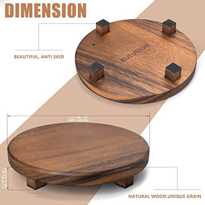 Walnut Wood Pedestal Stand, Decorative Wood Riser For Display, Farmhouse Decor Soap Tray, Displays Your Plant Bottles Candles for Your Home (Round,9 x 1.57Inch) - size: Round & 9*9*1.57 ''