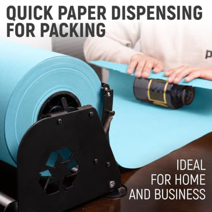 18" Paper Dispenser with Cutter + Light Blue Kraft Paper Roll - color: Light Blue, size: 1 Roll + Dispenser