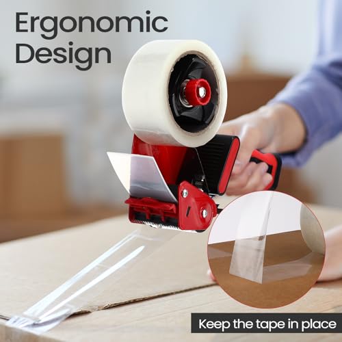 Dunzoom 2 Pack Packing Tape Dispenser Gun, 12 Rolls 2 Inch, Black and Red - color: Black and Red