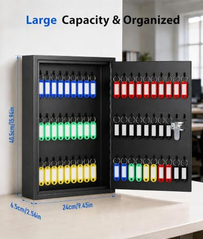 KYODOLED Key Box, 60-Key Lock Box with Key Lock, Wall Mount, Black - color: Black-03