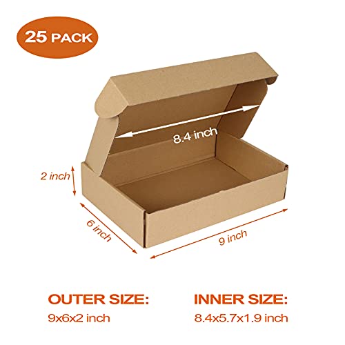 PHAREGE 25 Pack 9x6x2 inch Small Shipping Boxes, Brown Mailing Boxes - color: Brown, size: 9x6x2 inch 25 Pack