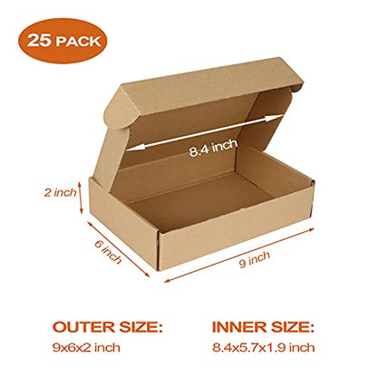 PHAREGE 25 Pack 9x6x2 inch Small Shipping Boxes, Brown Mailing Boxes - color: Brown, size: 9x6x2 inch 25 Pack