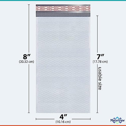 Small Bubble Mailers 4x8, Self Seal Poly Padded Envelopes #000, 500 Pack - color: White, size: 4"x8" / 500 Pack